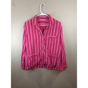 PINK Victoria's Secret Womens L Pink Striped Pajama top Sleepwear Cotton large
